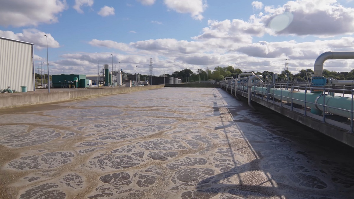 Industrial wastewater treatment facility processing contaminated water