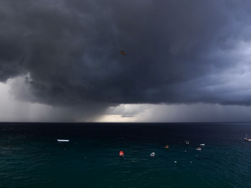 Storm in Europe above the sea